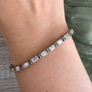 Tennis Bracelet Sterling 925 Clear White Chrystals 7”